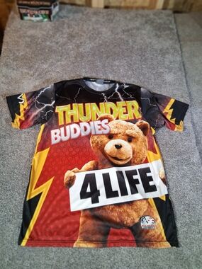 Rare Ted Thunder Buddies 4 Life Graphic Jersey Red Yellow Black